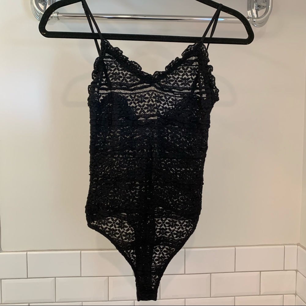 Wild Honey | Black Lace Ruffle Bodysuit